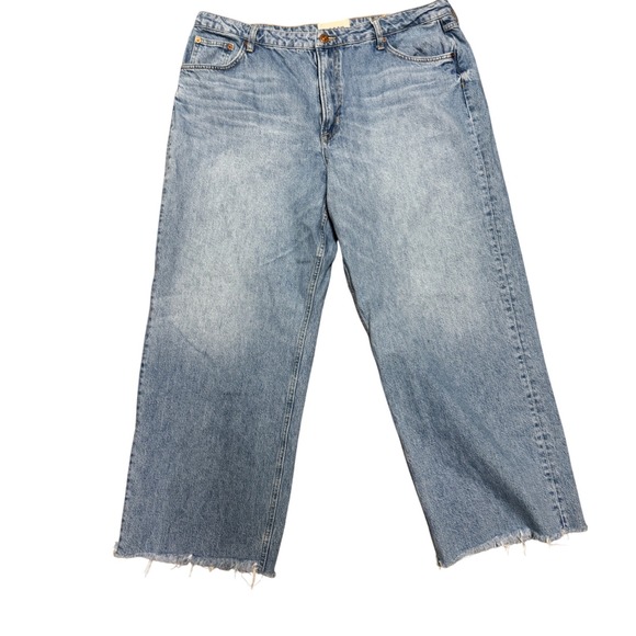 Boden Denim - Boden Womens Light Wash Wide Leg Raw Hem Denim Jeans W33 Blue